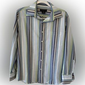 J. Ferrar Green/Blue Long Sleeve Button Up. Size Men’s M, Neck 15-15 1/2.